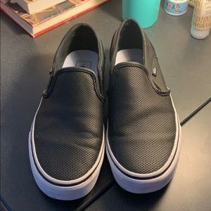 Black Perforated Leather Slip-On